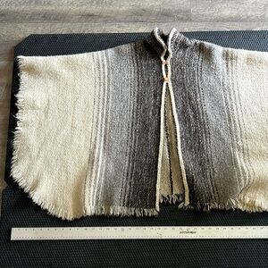 Gray and Cream Knit Wool Poncho Sweater